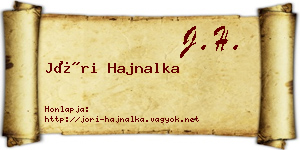 Jóri Hajnalka névjegykártya